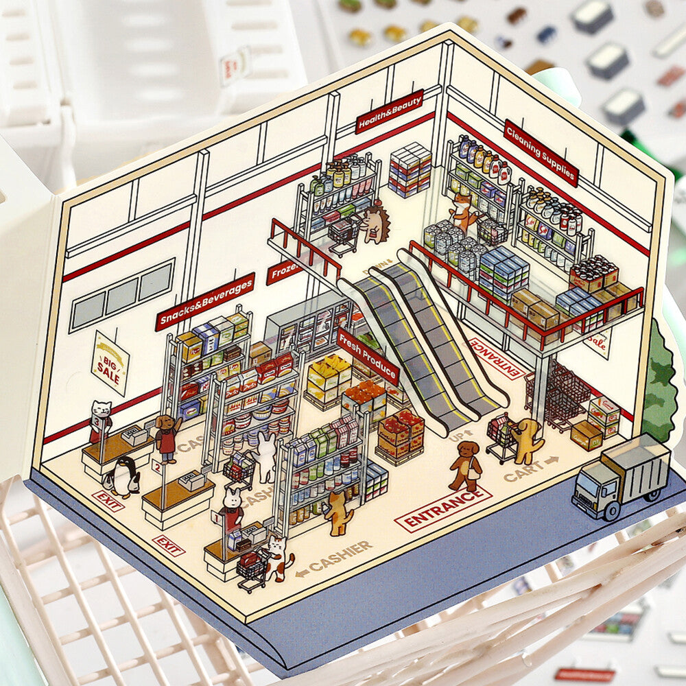 BGM Diorama 2.5D Miniaturzimmer-Sticker-Set