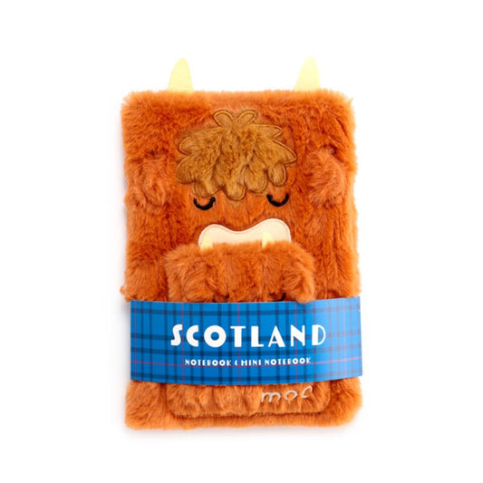 Highland Coo Cow Scotland Plush Notebook with Pouch & Mini Notebook