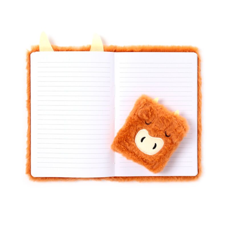 Highland Coo Cow Scotland Plush Notebook with Pouch & Mini Notebook