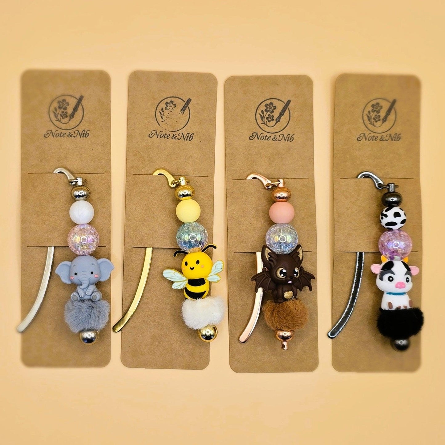 Animal Charm Metal Bookmarks - Note and Nib