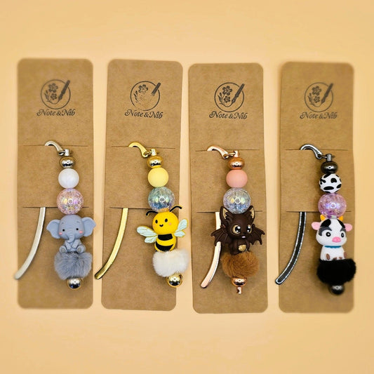 Animal Charm Metal Bookmarks - Note and Nib