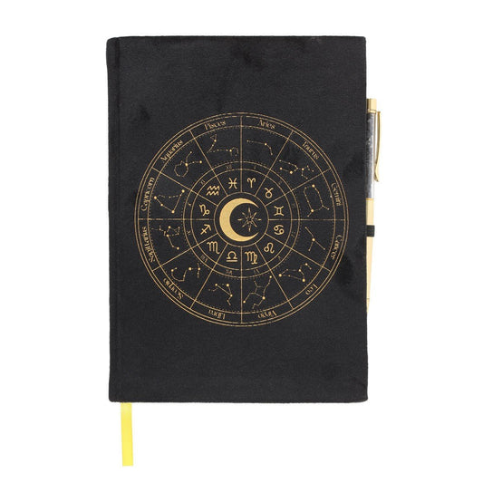 Astrology Wheel Journal with Black Obsidian Pen - Note and Nib