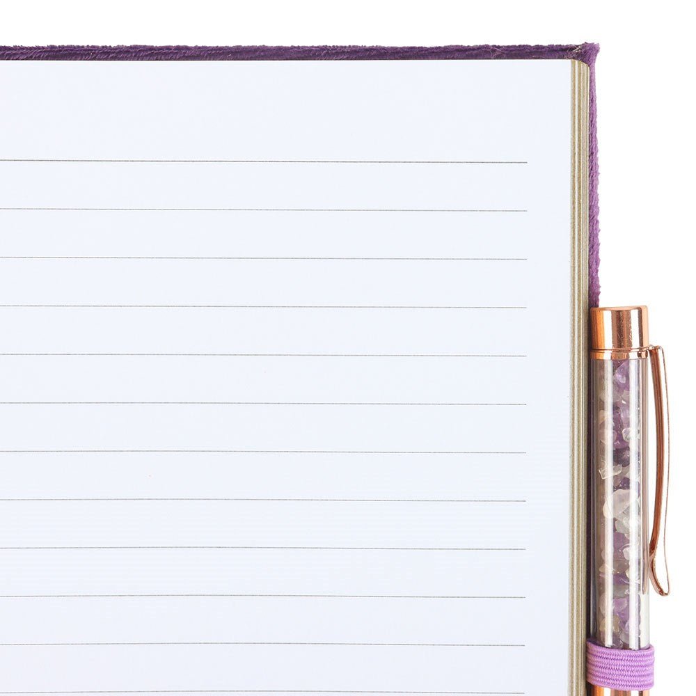 Book of Spells Journal with Amethyst Crystal Pen - Note and Nib