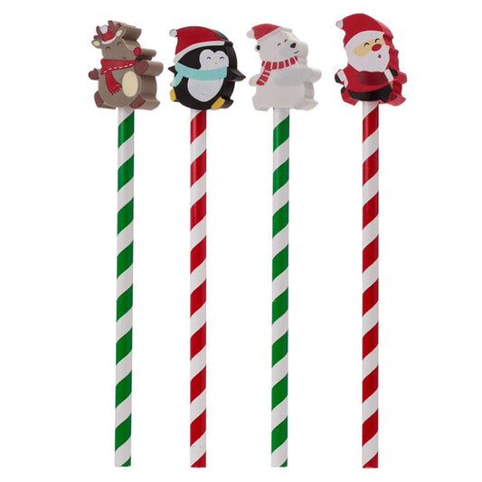 Christmas Characters Pencil with Eraser Topper - Note and Nib