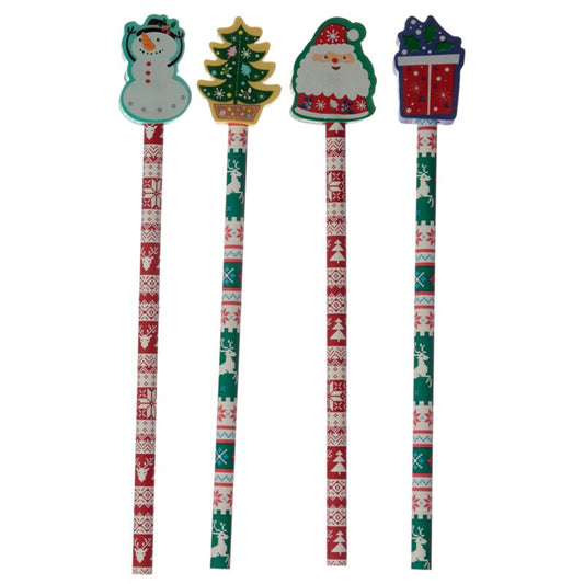 Christmas Characters Pencil with Eraser Topper - Note and Nib