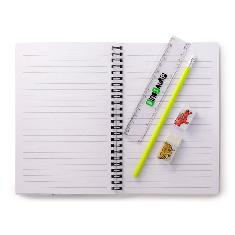 Dinosauria Ring Bound Notepad & Pencil Case 6 Piece Stationery Set - Note and Nib