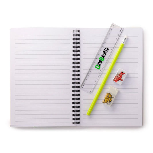 Dinosauria Ring Bound Notepad & Pencil Case 6 Piece Stationery Set - Note and Nib