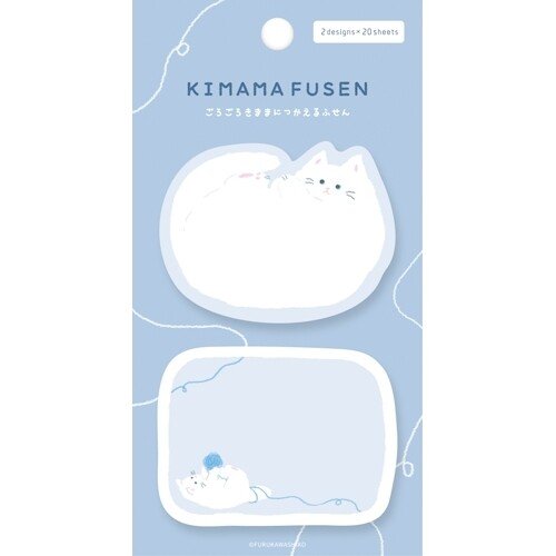 Furukawa Shiko Sticky Notes - Kimama Fusen - Rolling Cat - Note and Nib