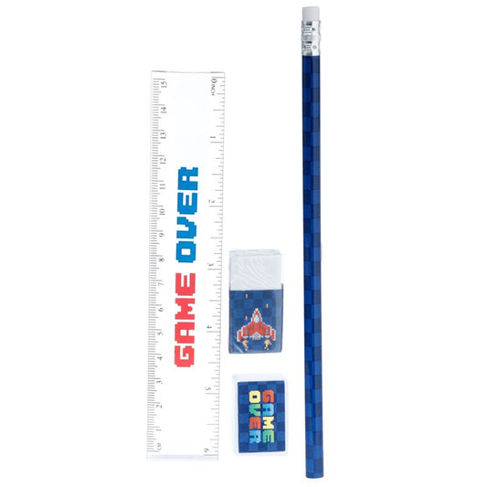 Game Over Ring Bound Notepad & Pencil Case 6 Piece Stationery Set - Note and Nib