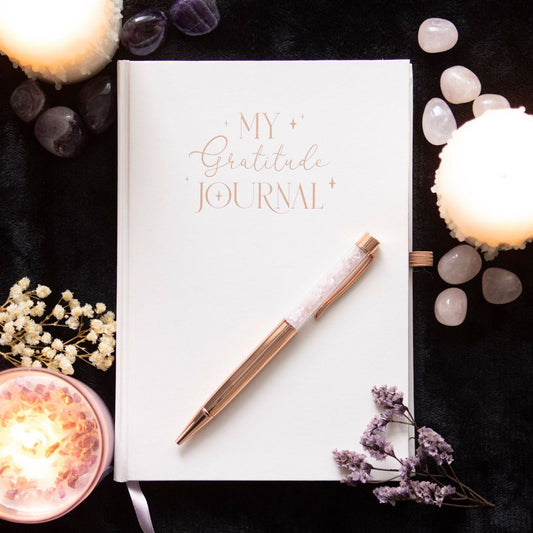 Gratitude Journal with Rose Quartz Pen - Note and Nib