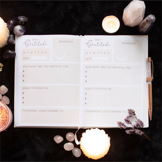 Gratitude Journal with Rose Quartz Pen - Note and Nib