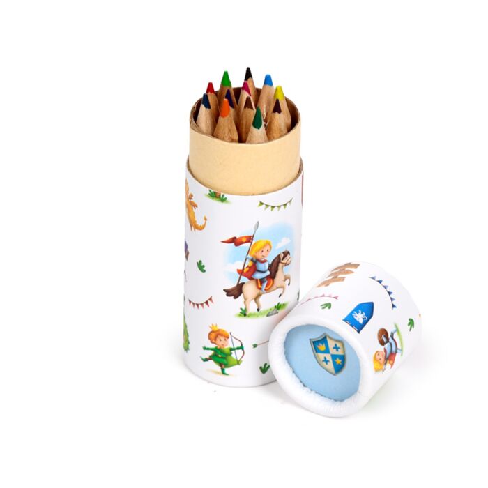 Knights & Dragons Pencil Pot with 12 Colouring Pencils - Note and Nib