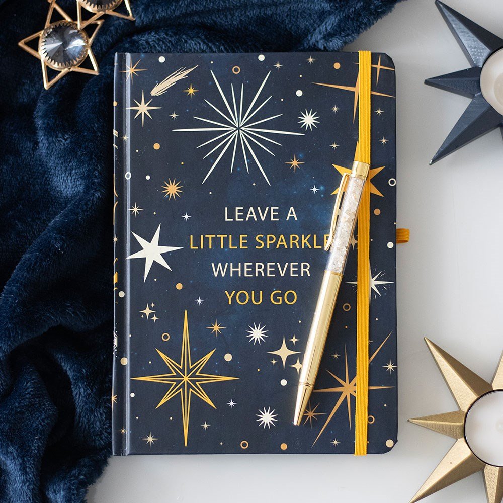 Leave A Little Sparkle A5 Notebook with Citrine Pen - Note and Nib