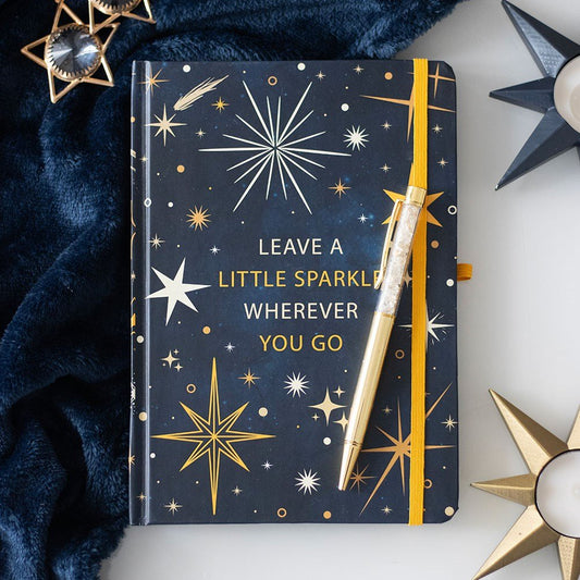 Leave A Little Sparkle A5 Notebook with Citrine Pen - Note and Nib