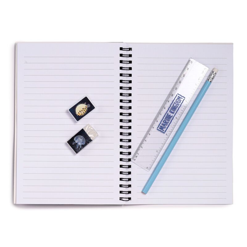 Marine Kingdom Ring Bound Notepad & Pencil Case 6 Piece Stationery Set - Note and Nib