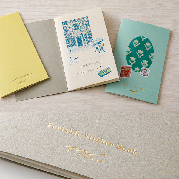 Midori Sticker Book with Pocket Grey – Grey sticker book alongside other colours