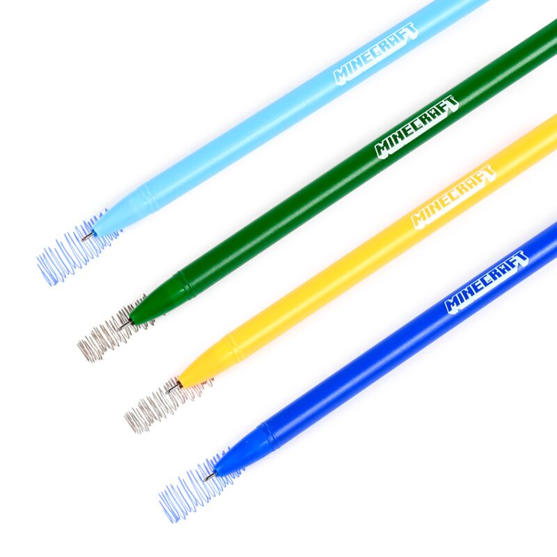 Set of 4 Erasable Pens with Minecraft Chibi Style Silicone Topper - Note and Nib