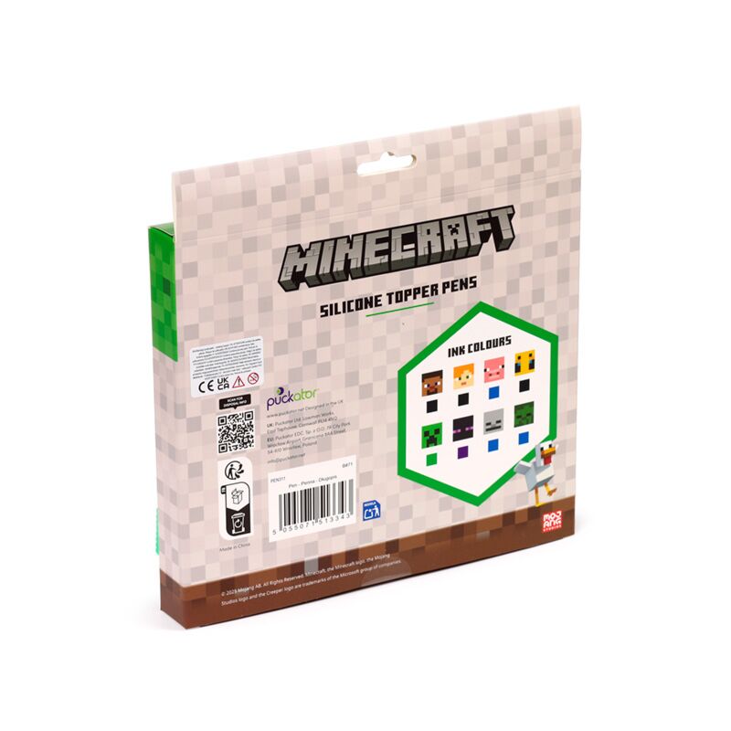 Set of 8 Erasable Pens with Minecraft Tools Silicone Topper - Note and Nib