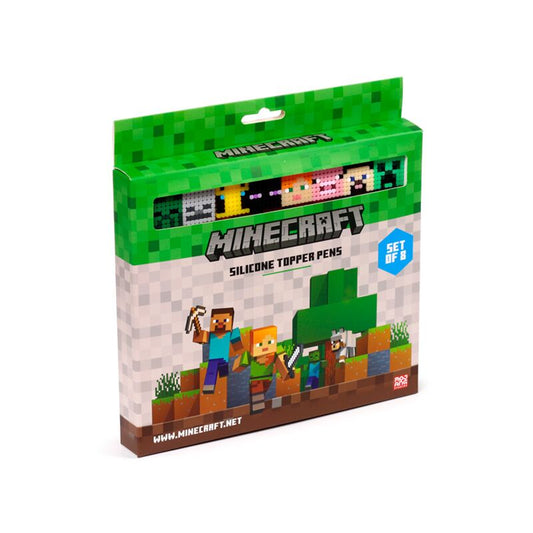 Set of 8 Erasable Pens with Minecraft Tools Silicone Topper - Note and Nib