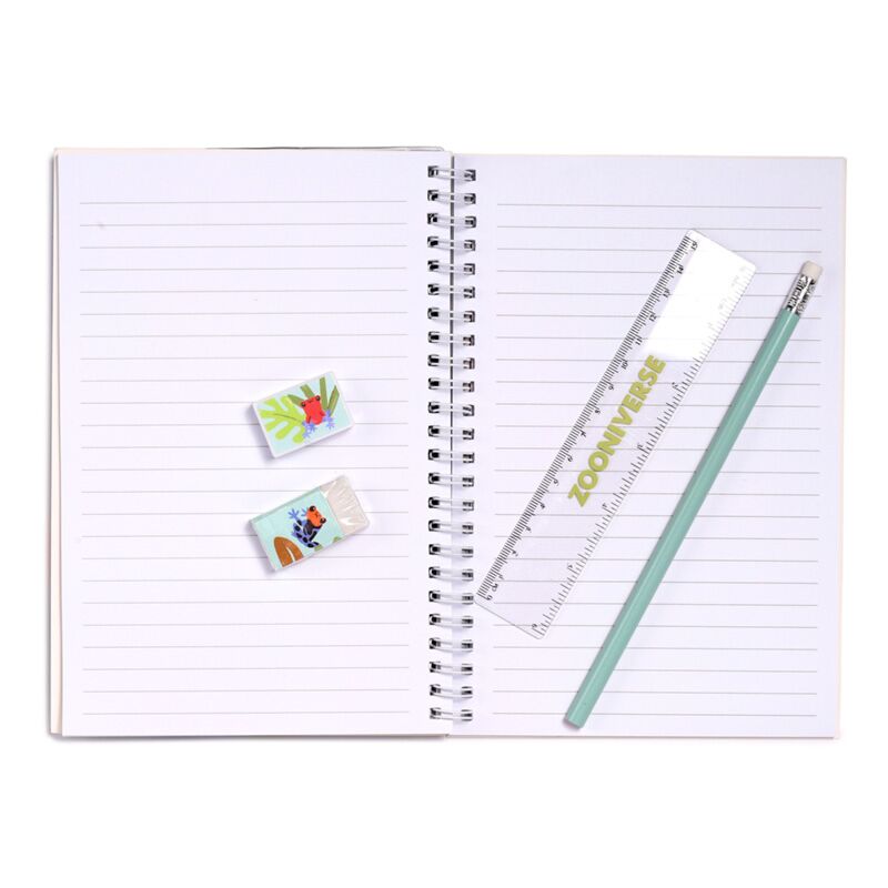 Zooniverse Ring Bound Notepad & Pencil Case 6 Piece Stationery Set - Note and Nib