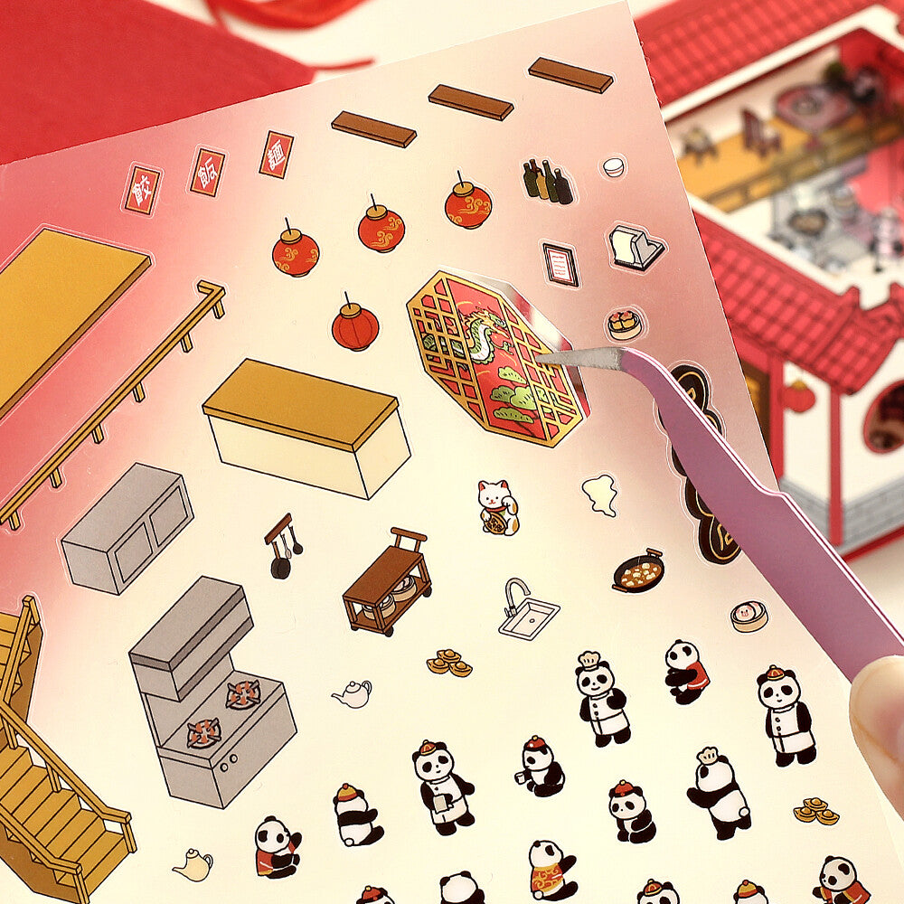 BGM Diorama 2.5D Miniaturzimmer-Sticker-Set