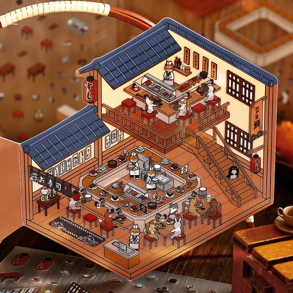 BGM Diorama 2.5D Miniaturzimmer-Sticker-Set
