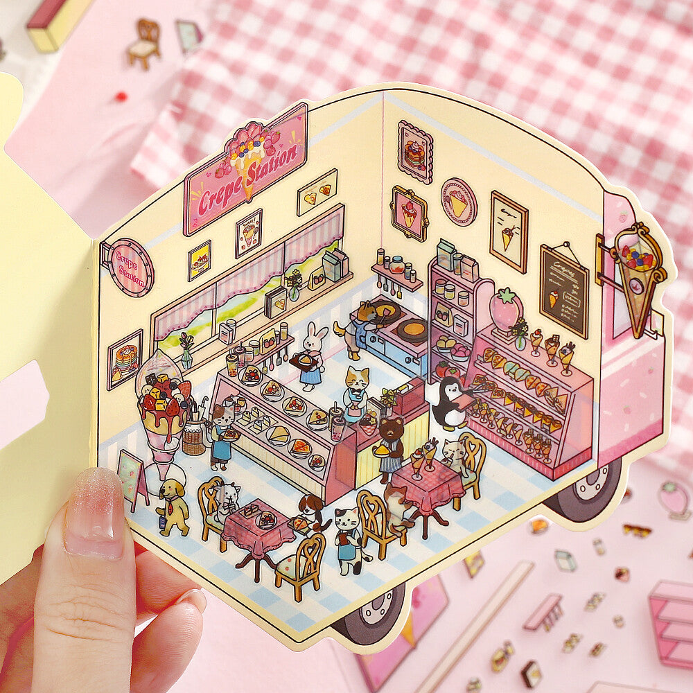 BGM Diorama 2.5D Miniaturzimmer-Sticker-Set