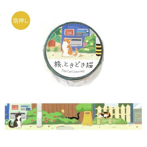 Masking Tape: Travel * Occasional Cats, 5-meter Roll, Flowering Meadow, BM-SDG115