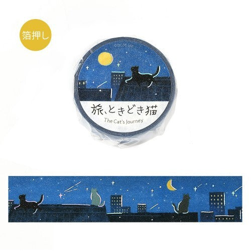 Masking Tape: Travel * Occasional Cats, 5-meter Roll, Flowering Meadow, BM-SDG115