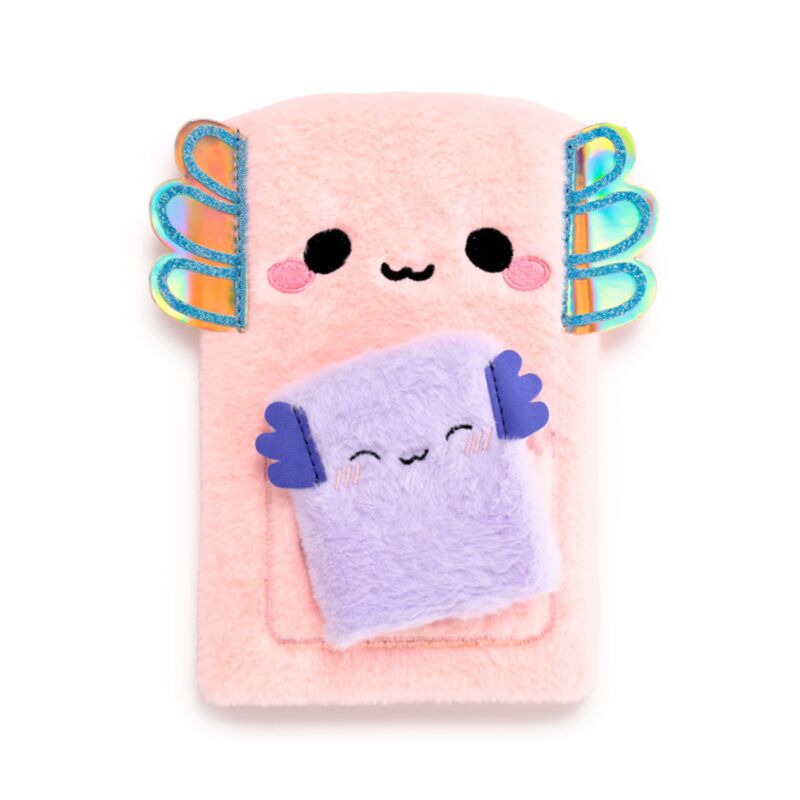 Adoramals Maddie the Axolotl Plush Notebook with Pouch & Mini Notebook