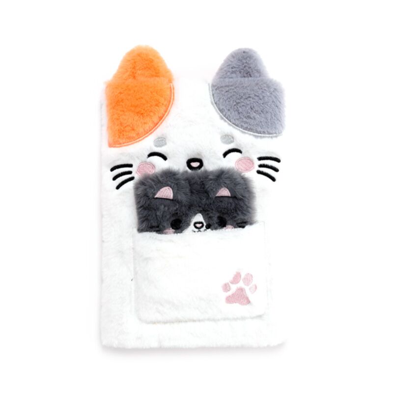 Adoramals Lola the Cat Plush Notebook with Pouch & Mini Notebook