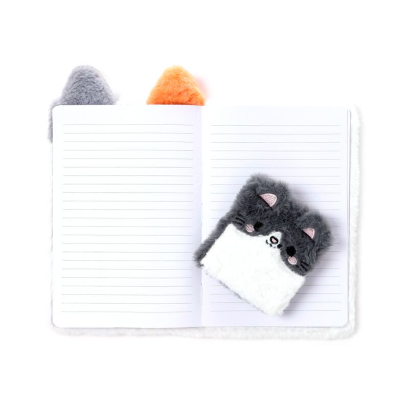 Adoramals Lola the Cat Plush Notebook with Pouch & Mini Notebook