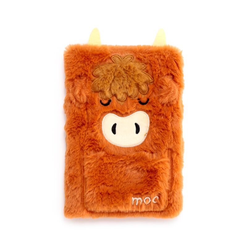Highland Coo Cow Scotland Plush Notebook with Pouch & Mini Notebook
