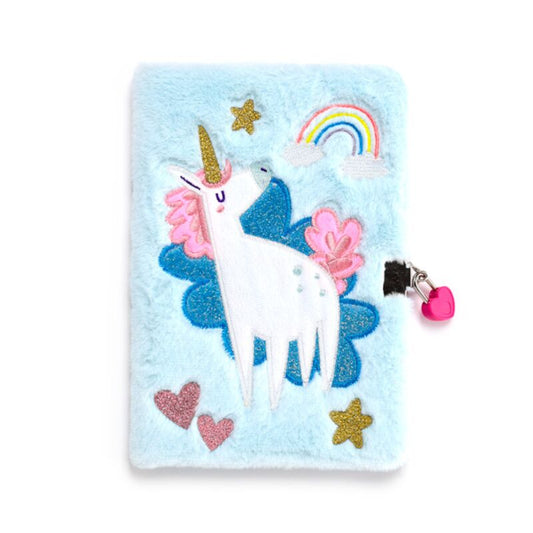 Unicorn Magic Plush Lockable Notebook with Padlock & Key
