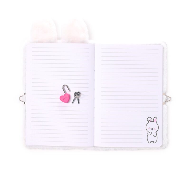 Adoramals Frances the Rabbit Plush Lockable Notebook with Padlock & Key