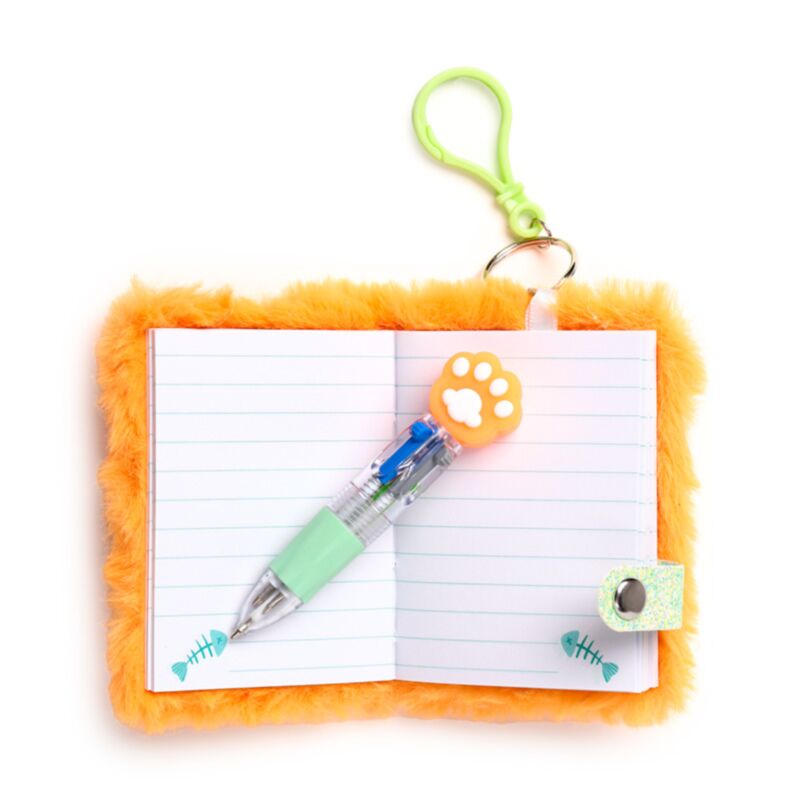 Beans & Co Cat Plush A7 Mini Notepad & Multi Colour Pen (4 Colours)