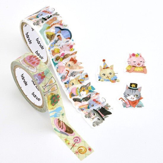 bande Washi Tape Masking Roll Sticker Cats Party - Note and Nib
