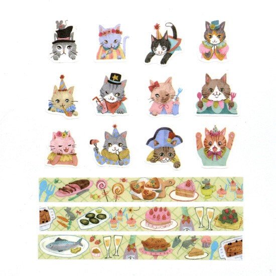 bande Washi Tape Masking Roll Sticker Cats Party - Note and Nib