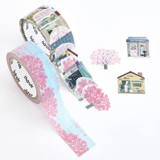 bande Washi Tape Masking Roll Sticker Sakura no Sanpodo - Note and Nib