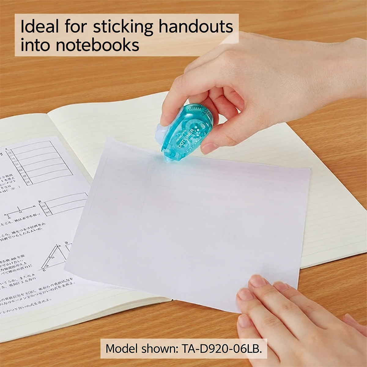 Dotliner Petit More for sticking handouts into notebooks with English caption