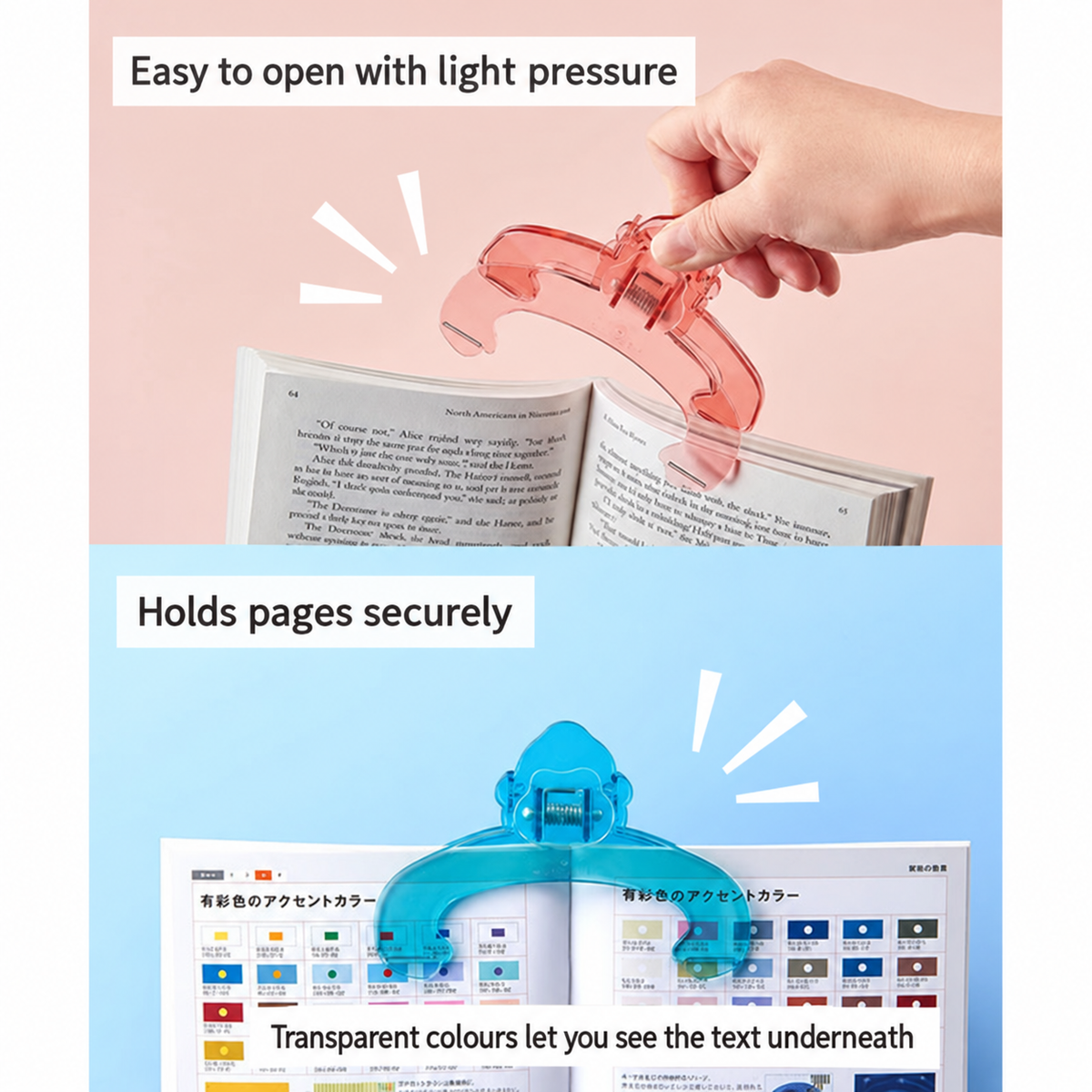 Goriben book clip grip instructions in English