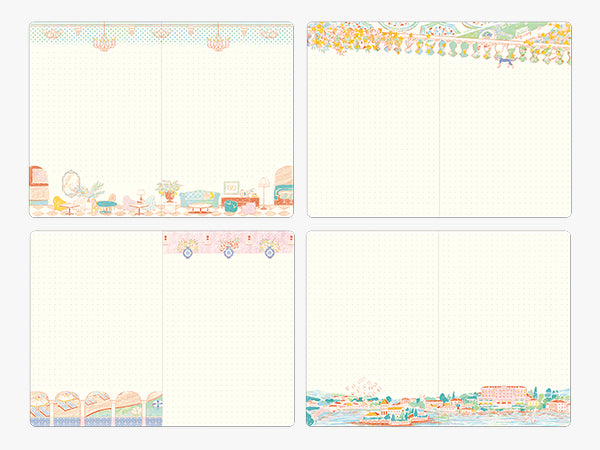Midori Yuru Log Notebook B6 Travel & Hotel – All four illustrated spreads
