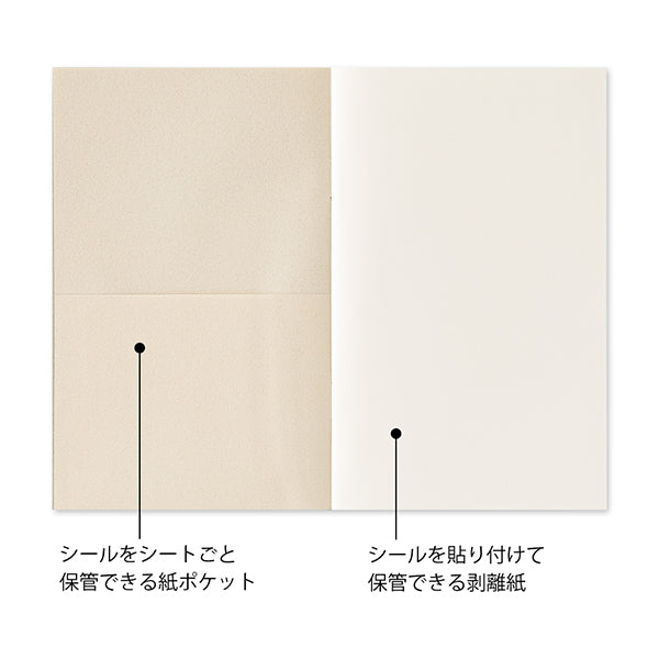 Midori Sticker Book with Pocket Grey – Pocket and release paper details