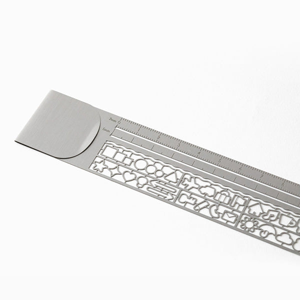 Midori Clip Ruler Silver – Angled ruler view