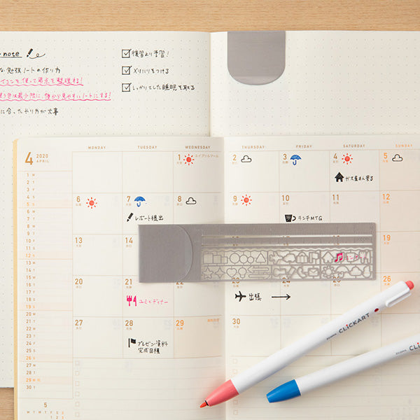 Midori Clip Ruler Silver – Ruler used in a notebook