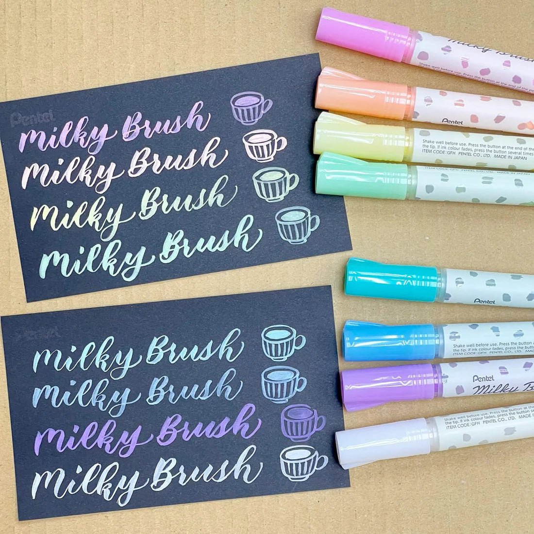 Pentel Pastel Milky colours brush pen - Note and Nib