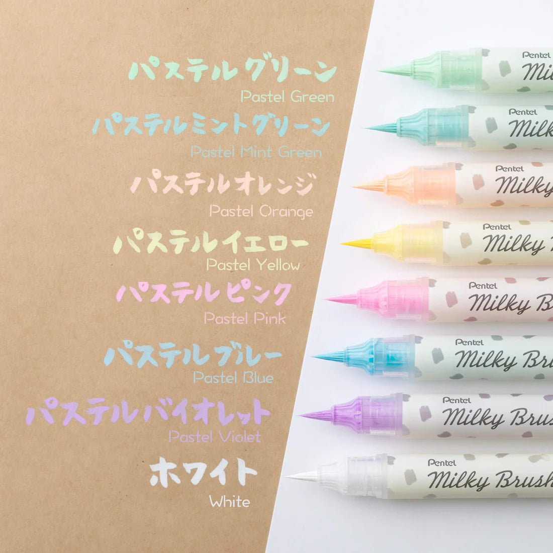 Pentel Pastel Milky colours brush pen - Note and Nib