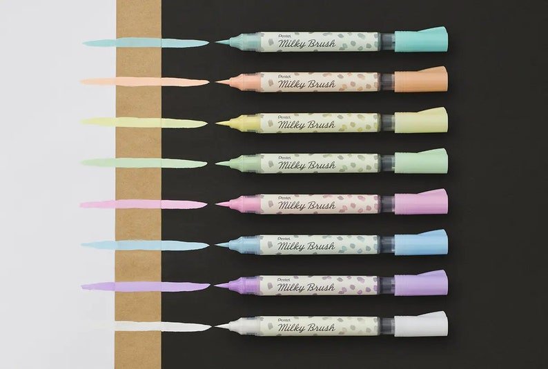 Pentel Pastel Milky colours brush pen - Note and Nib