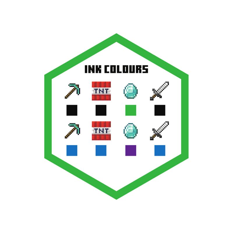 Set of 8 Erasable Pens with Minecraft Tools Silicone Topper - Note and Nib