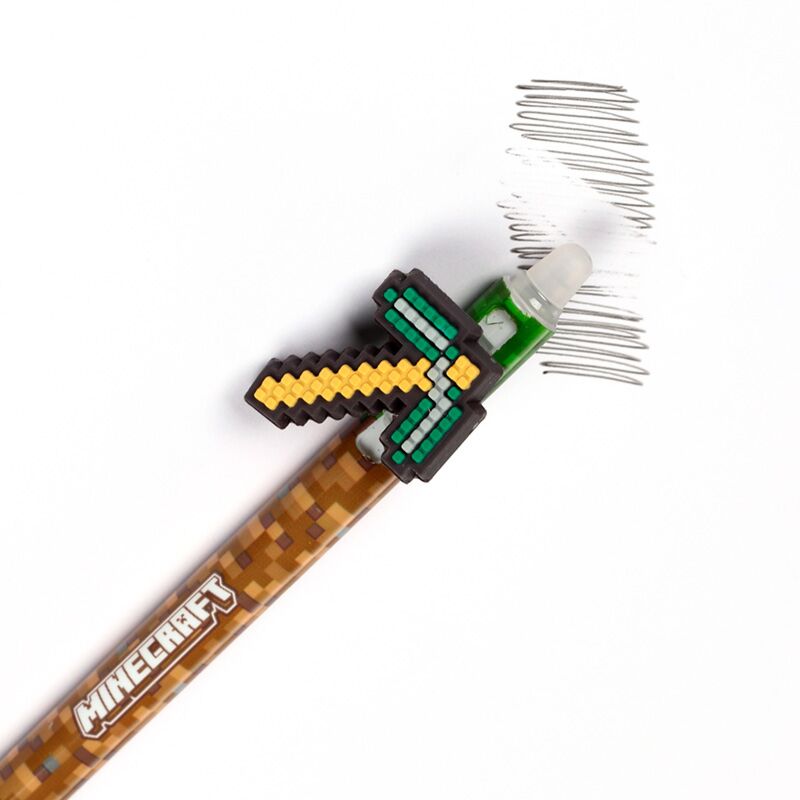 Set of 8 Erasable Pens with Minecraft Tools Silicone Topper - Note and Nib